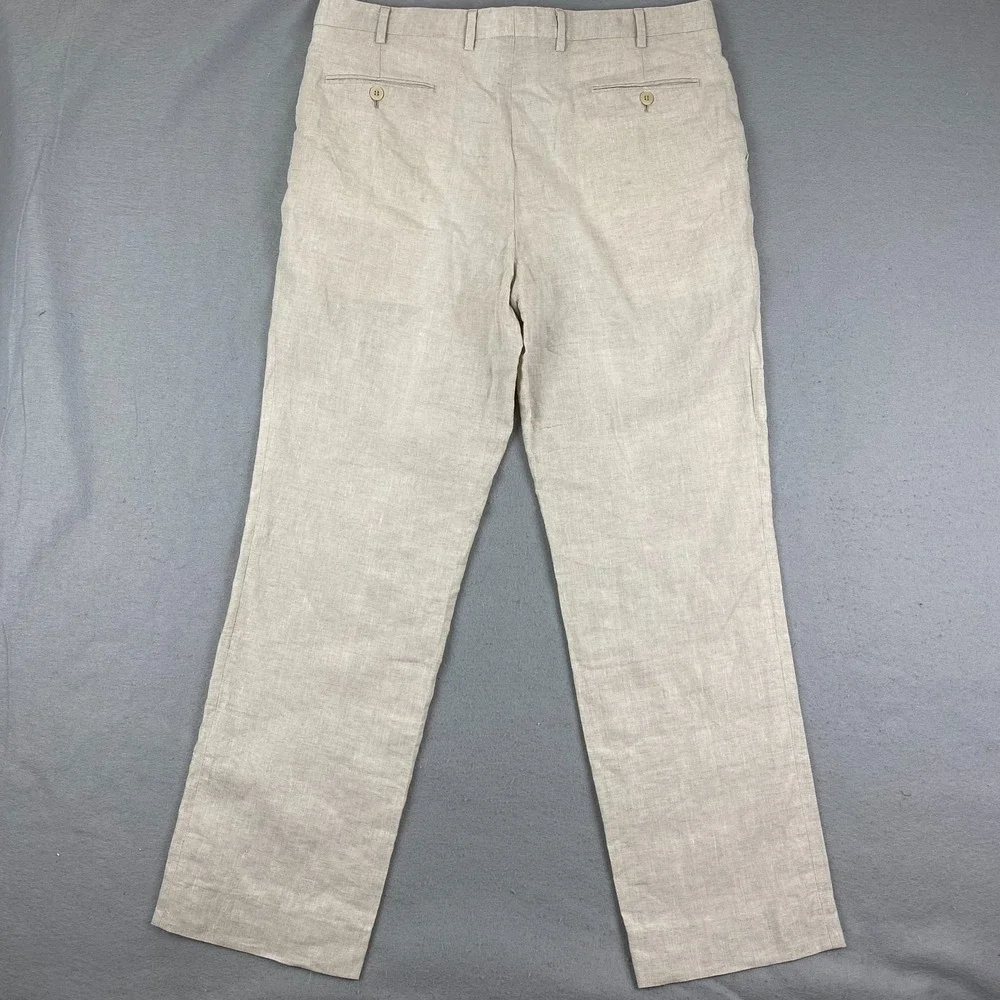 Brioni Cannes Dress Pants Linen Mens 36x31 Linen Flat Front Straight Leg NEW